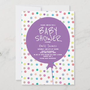 Invitation Ballon de Baby Shower Aquarelle Points Colorés