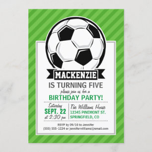 Invitation Ballon de Football; Rayures Vertes