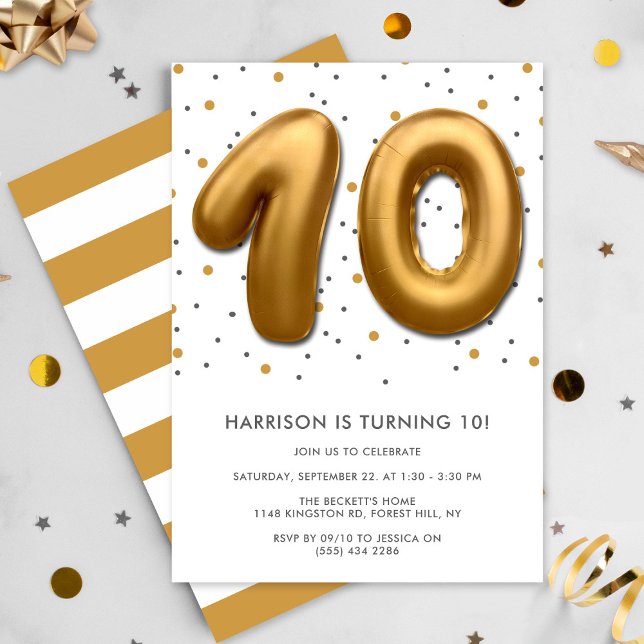 Invitation Ballon d'huile d'or moderne 10e anniversaire (Créateur téléchargé)