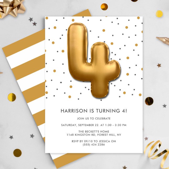 Invitation Ballon d'huile d'or moderne 4e anniversaire (Créateur téléchargé)
