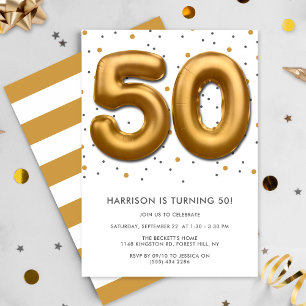 Invitation Ballon d'huile d'or moderne 50e anniversaire