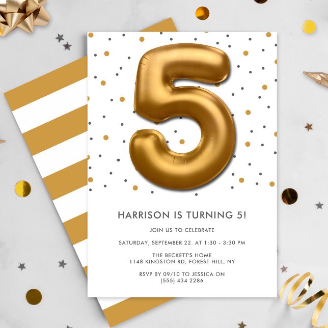 Invitation Ballon d'huile d'or moderne 5e anniversaire (Créateur téléchargé)