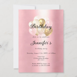 Invitation Ballon en or rose élégant et moderne pour invitati