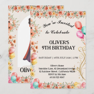Invitation Ballon Fleur Anniversaire