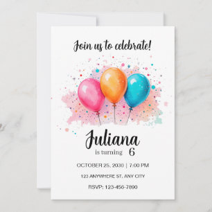 invitation ballon, invitation ballons d'anniversai