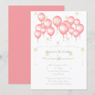 INVITATION BALLON MODERNE ET ÉLÉGANT ROSE ROSE ANNIVERSE