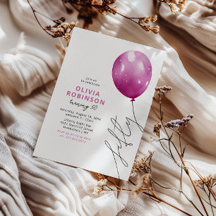 Invitation Ballon Rose Tendance 50e Anniversaire