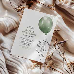 Invitation Ballon Vert Tendance 50e Anniversaire