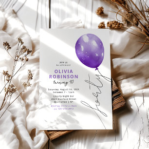 Invitation Ballon Violet Tendance 40e Anniversaire