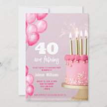 Ballons à gâteau rose moderne 40e anniversaire