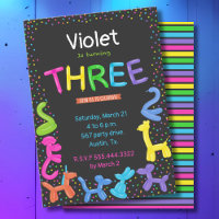 Ballons animaux couleur néon 3e anniversaire