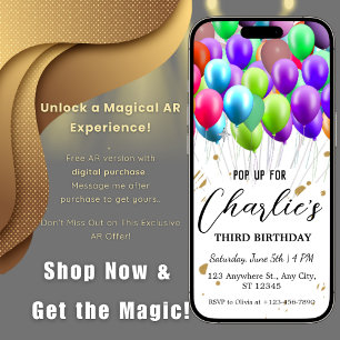 Invitation Ballons Anniversaire avec réalité augmentée AR