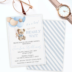Invitation Ballons bleu en peluche bébé bébé garçon douche