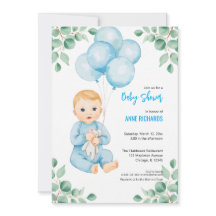 Ballons bleu eucalyptus moderne garçon mignon