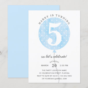 Invitation Ballons Bleu Moderne Cute Elégant Garçon Anniversa