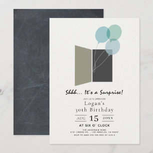 Invitation Ballons Bleu Surprise fête d'anniversaire