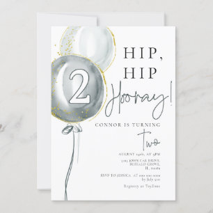 Invitation Ballons bleus garçon 2 anniversaire