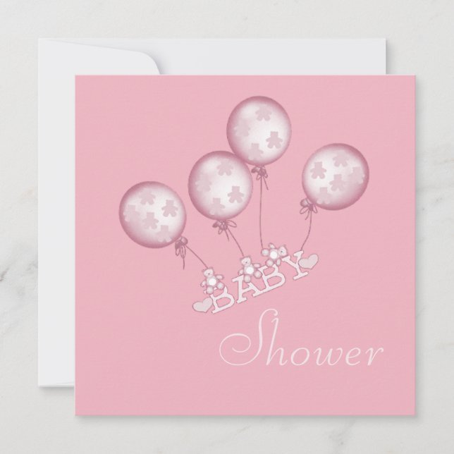 Invitation Ballons, chaussures de bébé et baby shower de (Devant)