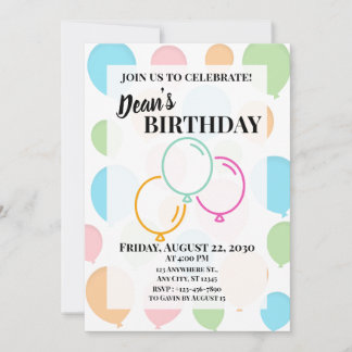 Invitation Ballons Colorés