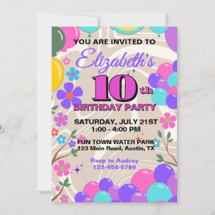 Invitation Ballons Colorés Fête Anniversaire