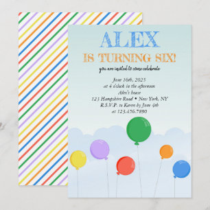 Invitation Ballons colorés fête d'anniversaire
