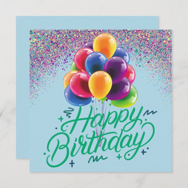 Invitation Ballons & Confetti (Devant / Derrière)