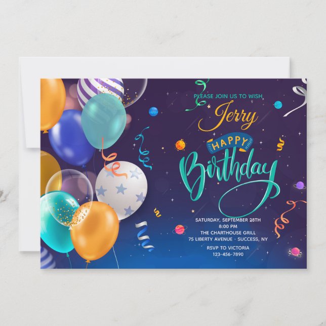Invitation Ballons d'anniversaire (Devant)