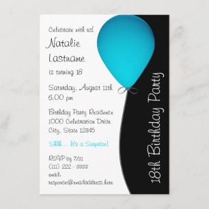 Invitation Ballons d'anniversaire bleu