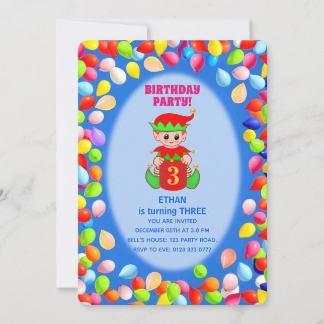 Invitation Ballons d'anniversaire mignons (Devant)