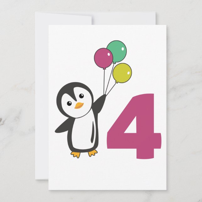 Invitation Ballons d'anniversaire Penguin pour enfants Invita (Devant)