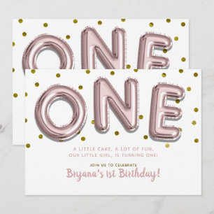 Invitation Ballons de confettis Rose Gold pour fête d'anniver