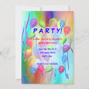 Invitation Ballons de fête d'anniversaire