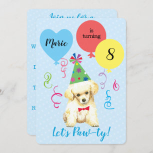 Invitation Ballons de fête d'anniversaire Toy Poodle