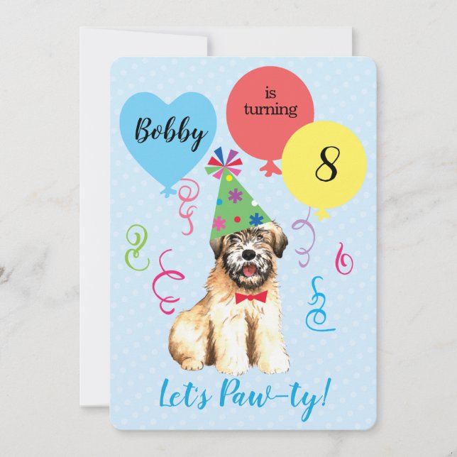 Invitation Ballons de fête d'anniversaire Wheaten Terrier Inv (Devant)