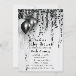 Invitation Ballons de Fête Métallisés Baby Shower Feuillage R
