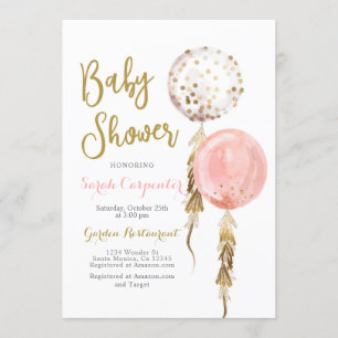 Invitation Ballons de filles Baby showers