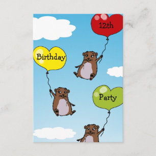Invitation Ballons de hamster, 12ème fête d'anniversaire