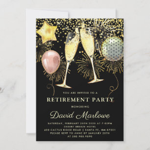 Invitation Ballons de la partie de retraite Parties scintilla
