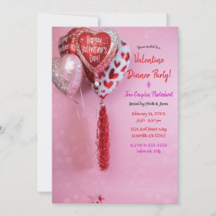 Invitation Ballons de la Saint-Valentin Soirée ou Anniversair