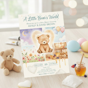 Invitation Ballons de miel de l'ours endormi rêveur Lune