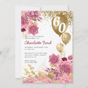 Invitation Ballons de Parties scintillant or rose pâle rose