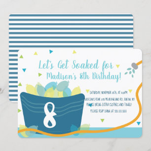 Invitation Ballons d'eau combat Anniversaire