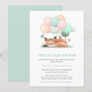 Invitation Ballons d'endormissement Fox mûre Baby shower virt