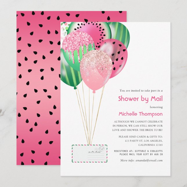 Invitation Ballons d'été Bébé ou Fête des mariées par la post (Devant / Derrière)