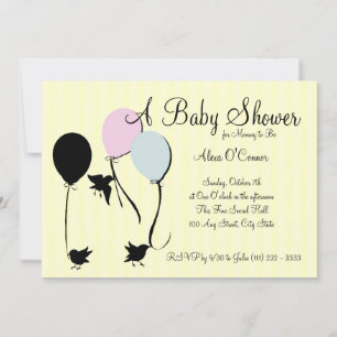 Invitation Ballons d'oiseaux et bébé