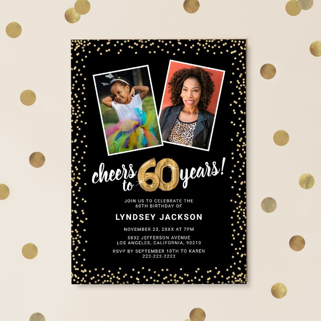 Invitation Ballons d'or 2 Photo 60e anniversaire (Créateur téléchargé)
