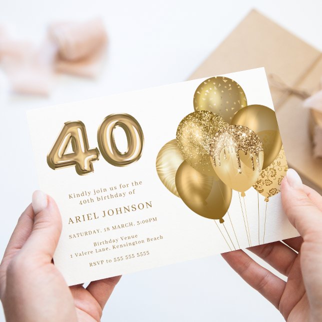 Invitation Ballons d'or 40e anniversaire fête (Créateur téléchargé)