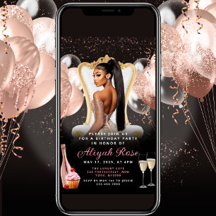 Invitation Ballons d'or rose rose Royal Anniversaire Invitati