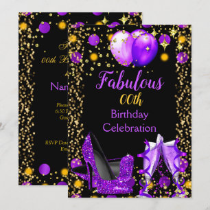 Invitation Ballons d'or violet à talons hauts