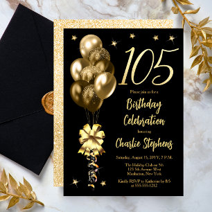 Invitation Ballons dorés élégants sur une fête d'anniversaire